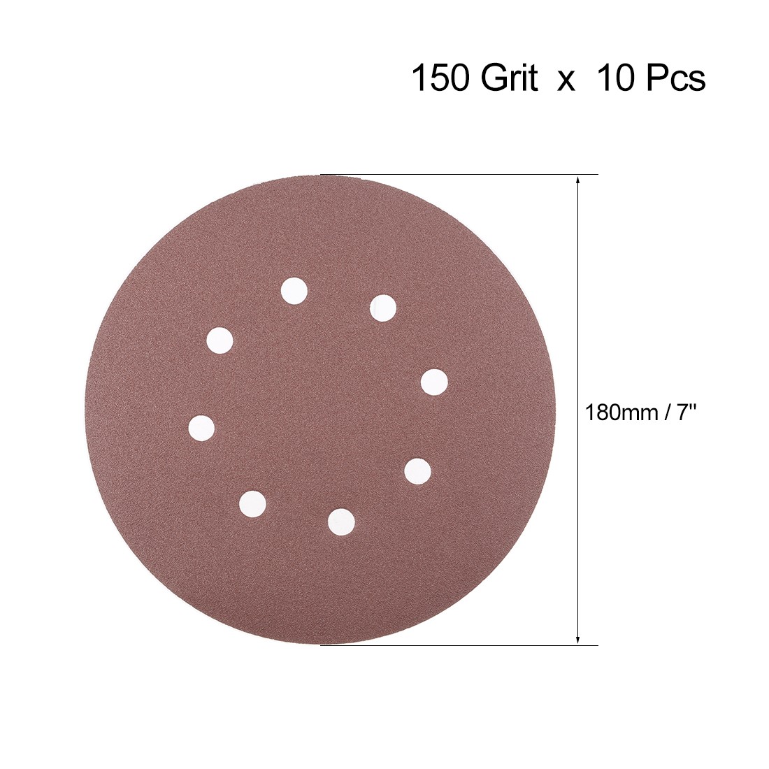 10Pcs 7 Inch 8 Hole Hook and Loop Sanding Disc 150 Grit Flocking Sandpaper