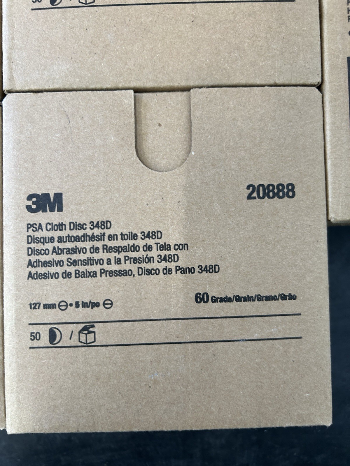 3M 20888 – PSA Discs 248D, Aluminum Oxide, 5 in Dia., Cloth Back, P60 Grit, 50