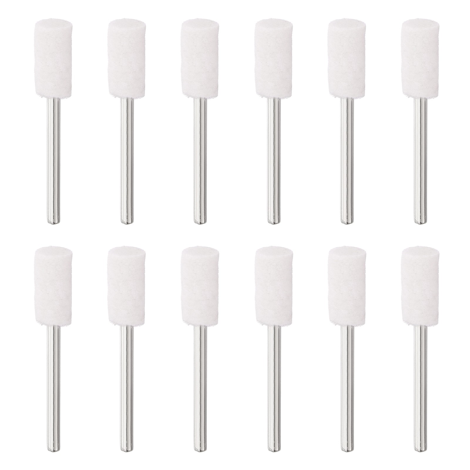 12 Pcs Wool Felt Mounted Mandrel Points 8mm Cylinder Head with 1/8″ Shank