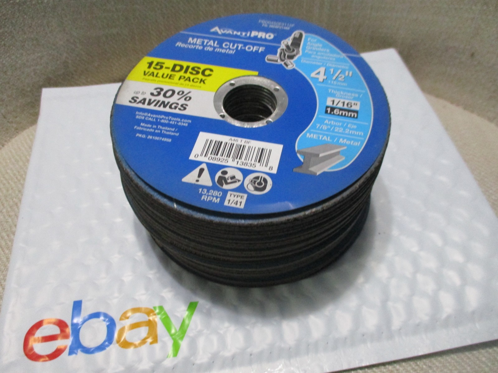37 Pack – 4.5″ Metal Cut-Off Discs AvantiPRO PBD045063115F 1/16” W/ 7/8” Arbor