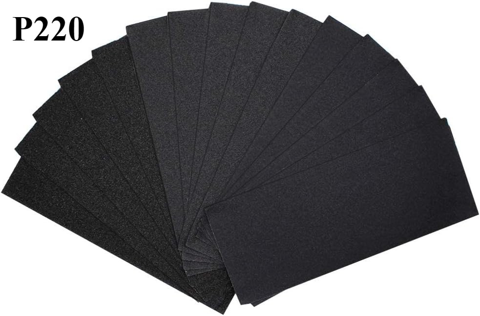 25 Pack 9″x3.6″ Silicon Carbide Wet Dry Waterproof Sandpaper 220 Grit For Wood