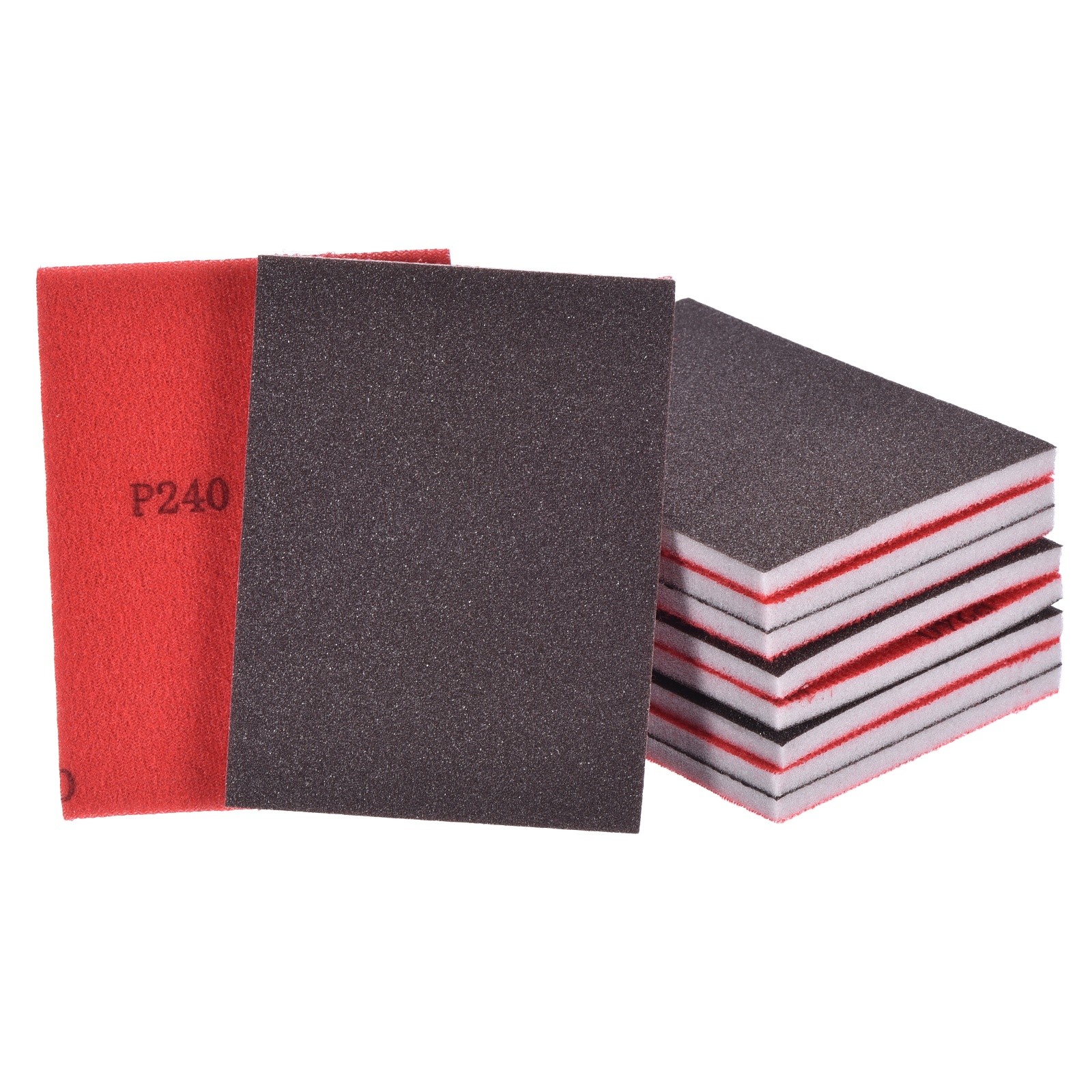 10 Pcs 240 Grit 4 x 2.8 Inch Hook & Loop Foam Sanding Blocks, Black