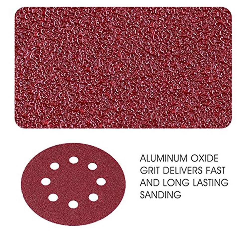 50 100Pack 5 inch Sanding Discs 8-Hole Hook Loop Sander Orbital Sandpaper 60-320
