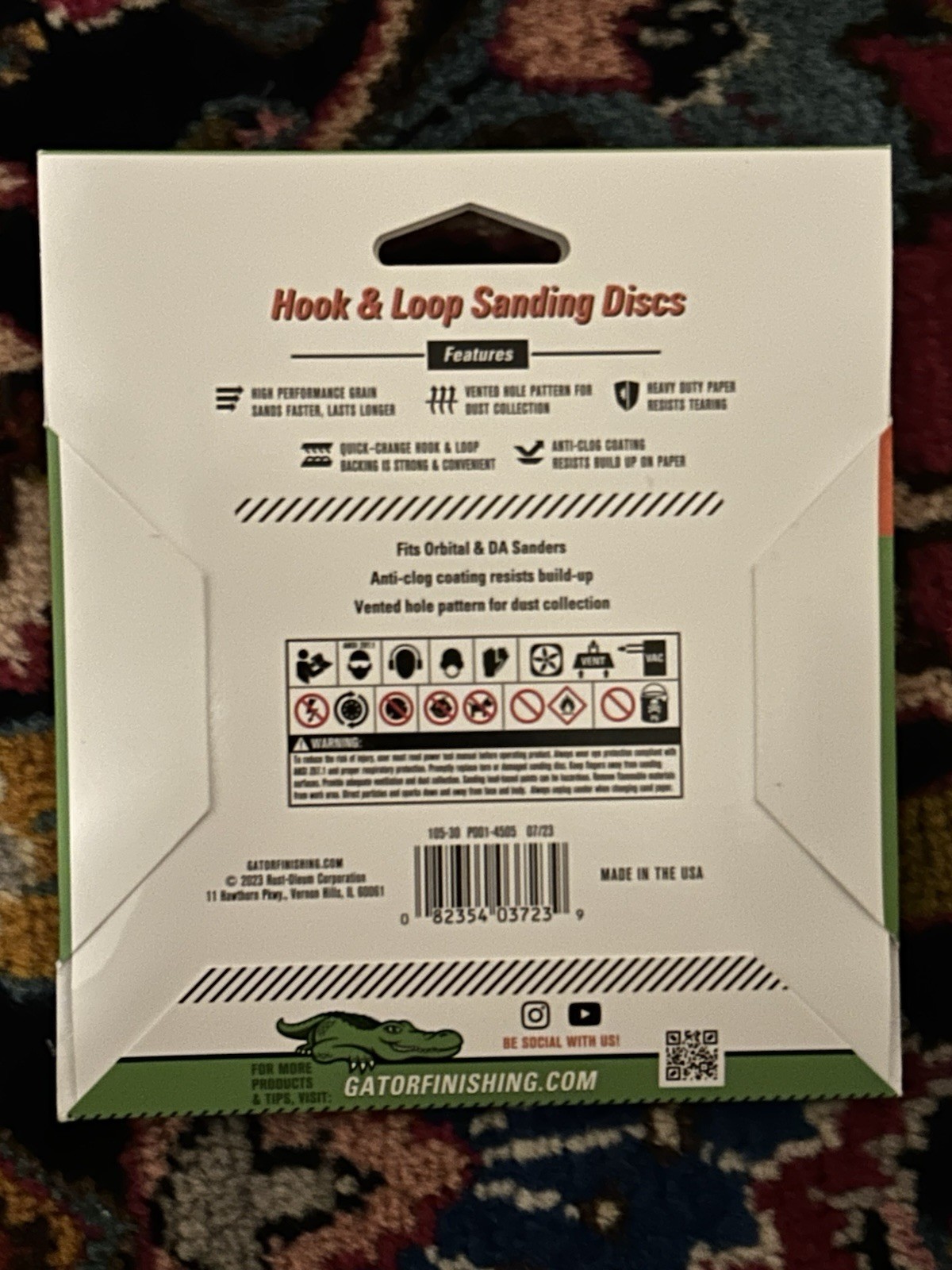 Gator 5-Inch 8-Hole Hook & Loop Sanding Discs – 120 Grit Fine (5-Pack) – NEW