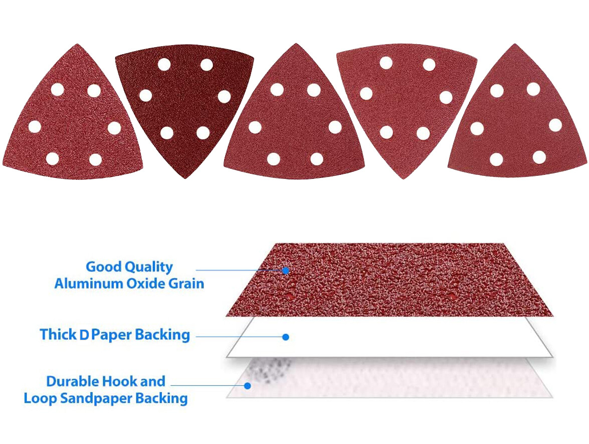 100x Triangle Sandpaper Sanding Pads Hook Loop for 3-1/2″ Oscillating Multi Tool