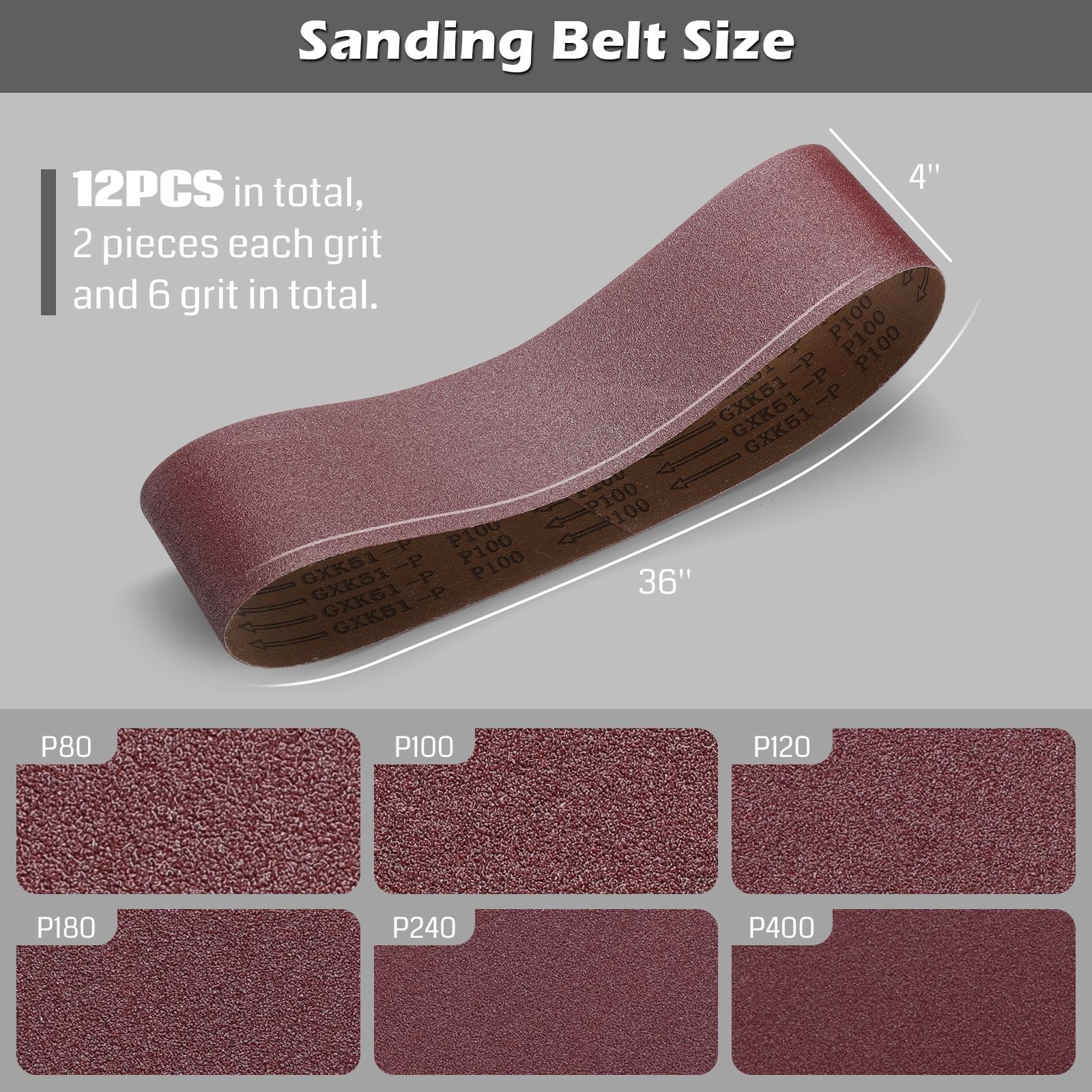 SainSmart 12PCS Aluminum Oxide 4×36 Inch Sanding Belts, 12PCS 6inch Sanding D…