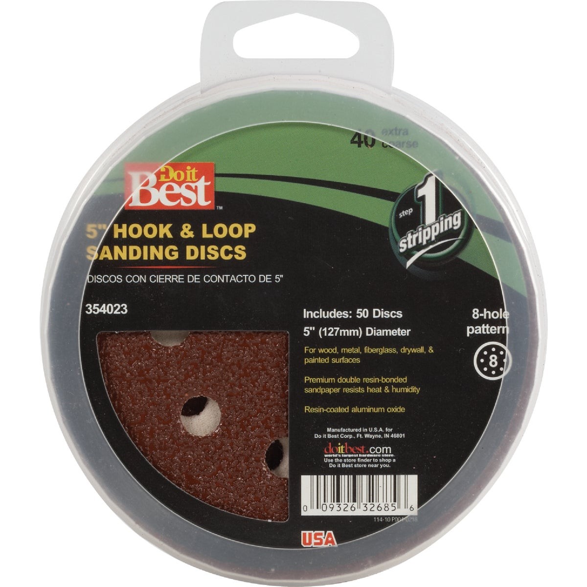 Do it Best 5 In. 40-Grit 8-Hole Pattern Vented Sanding Disc with Hook & Loop
