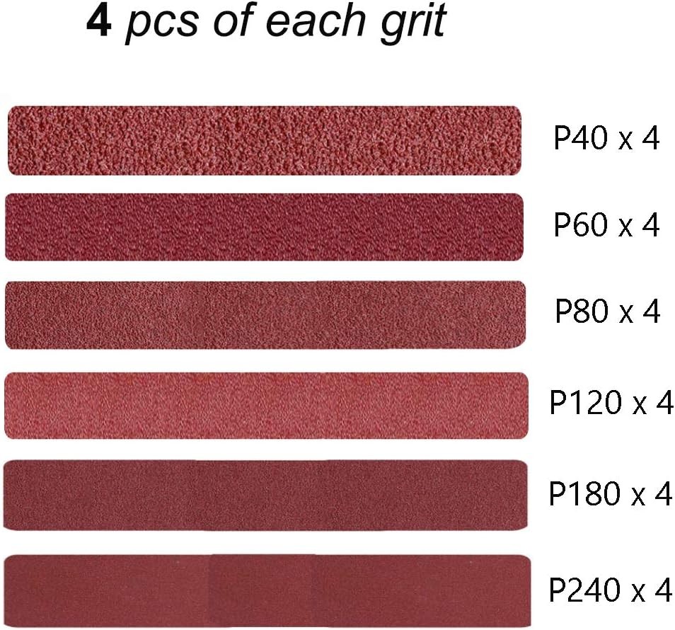 1/2 x 18 Inch Aluminum Oxide Sanding Belts, 4 Each of 40/60/80/120/180/240