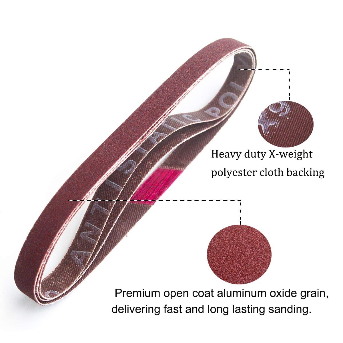 3/8 x 13 Inch Aluminum Oxide Sanding Belts, 40/60/80/120/180/240 Assorted Grits