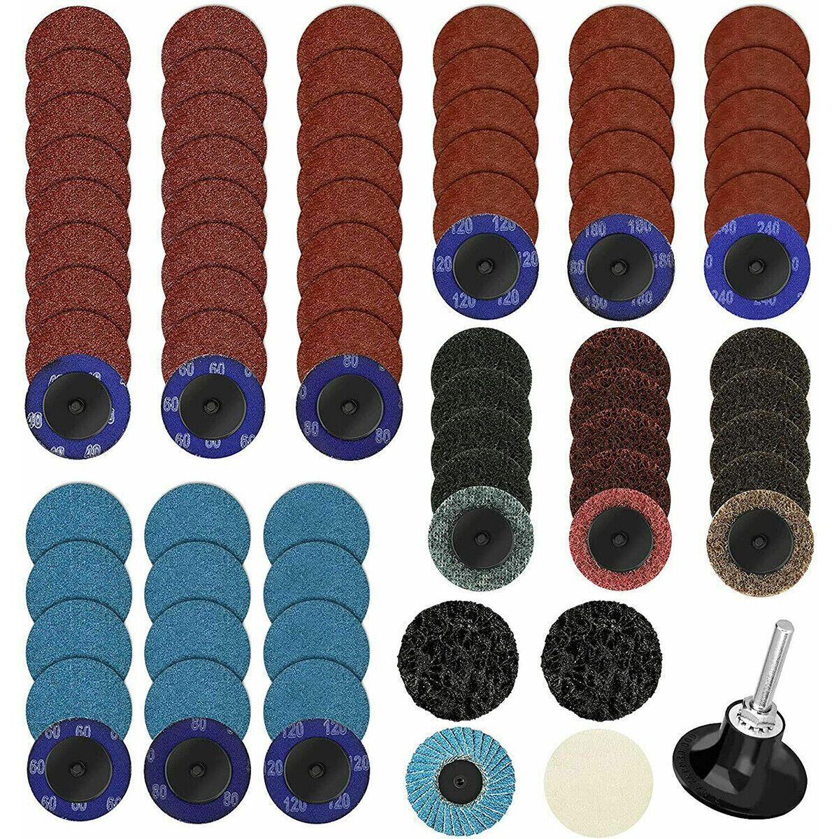 142X 2 inch Roll Lock Sanding Disc Set with 1/4″ Shank Holder for Die Grinder HO