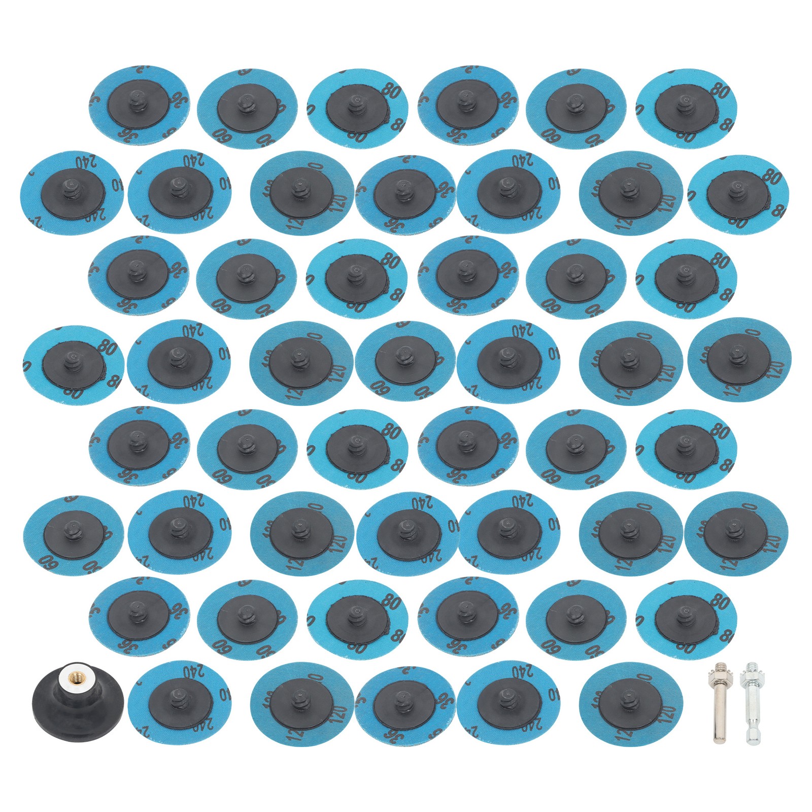 2Inch Roll Lock Quick Change Sanding Discs Set 36/60/80/120/240 Grit Set of 50