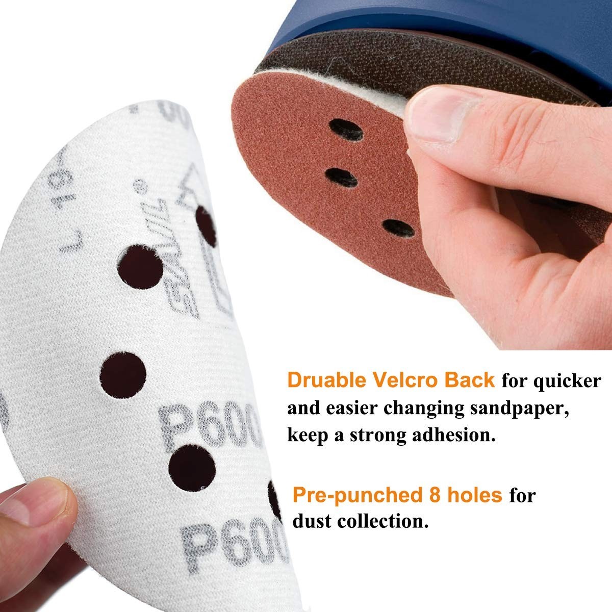 60-Pack 5-Inch Aluminum Oxide Grit Sanding Discs for Random Orbit Sanders