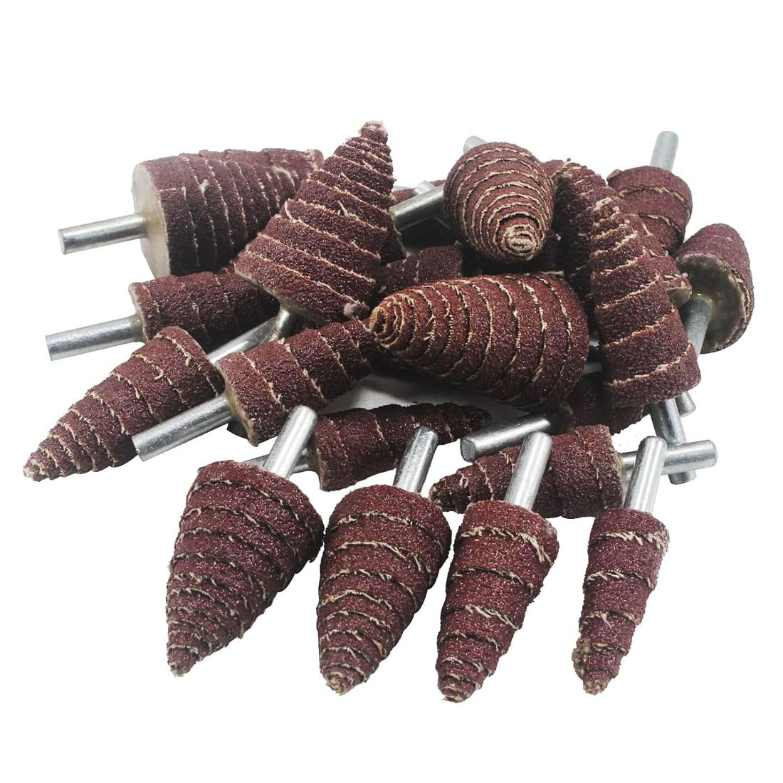 20 Pcs 1/4″ Shank 80 Grit Cone Shape Abrasive Sandpaper Bits Flap Wheels Sand…