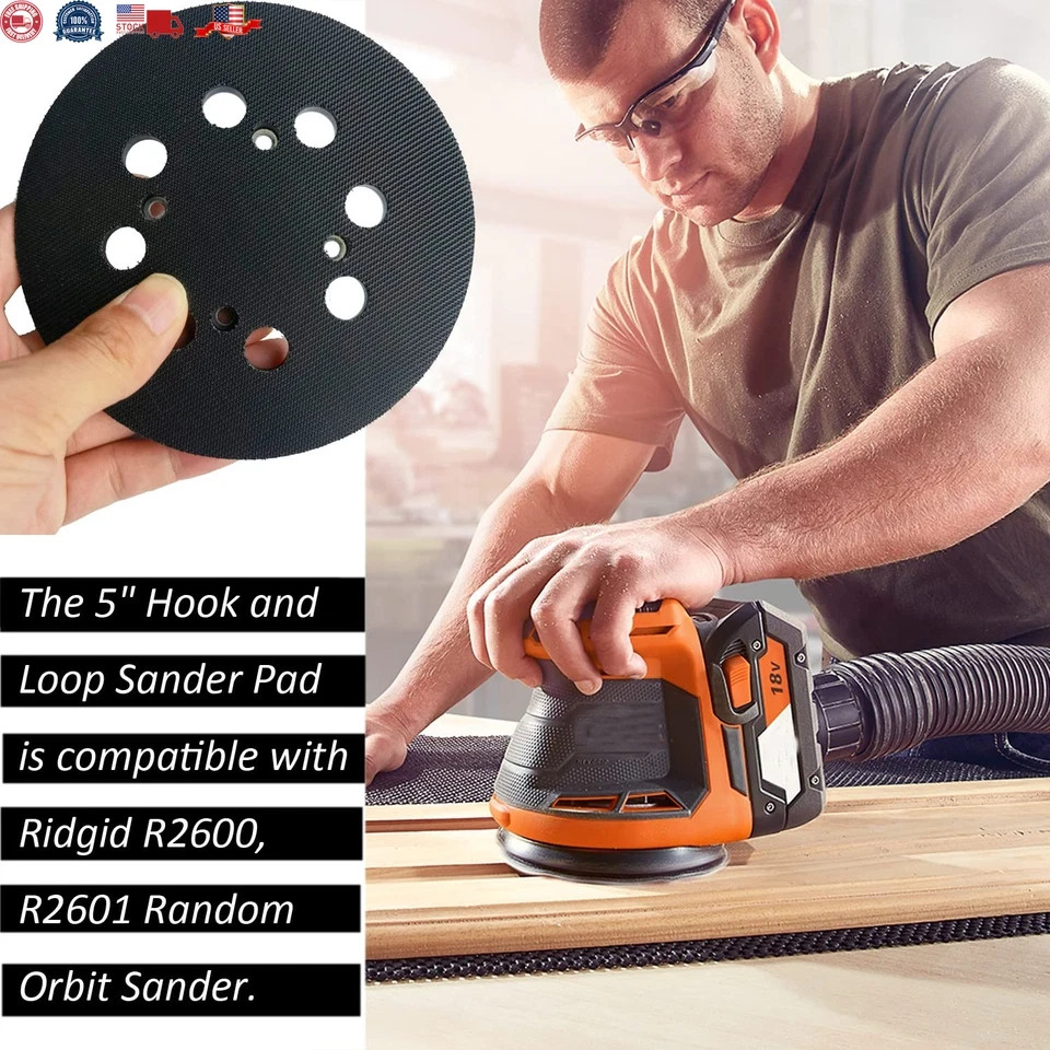 2 Pack 5 Inch 8 Hole Hook and Loop Sander Pad for Ridgid R2600, R2601 5″