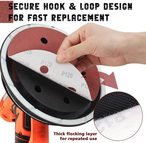 9 Inch 6 Hole Sanding Disc, 40 Grit 15 Pieces Hook and Loop Sandpaper Aluminum O