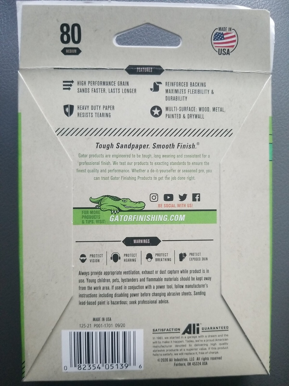 25pc Gator 4.5-in W x 5.5-in L 80-Grit Clamp-On Sanding Sheet New