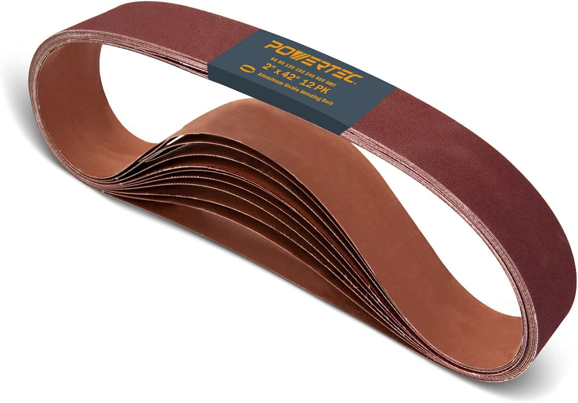 2X42 Sanding Belts, 12PK, 2 Each of 60/80/120/180/240/400 Grits, 2 X 42 Sanding