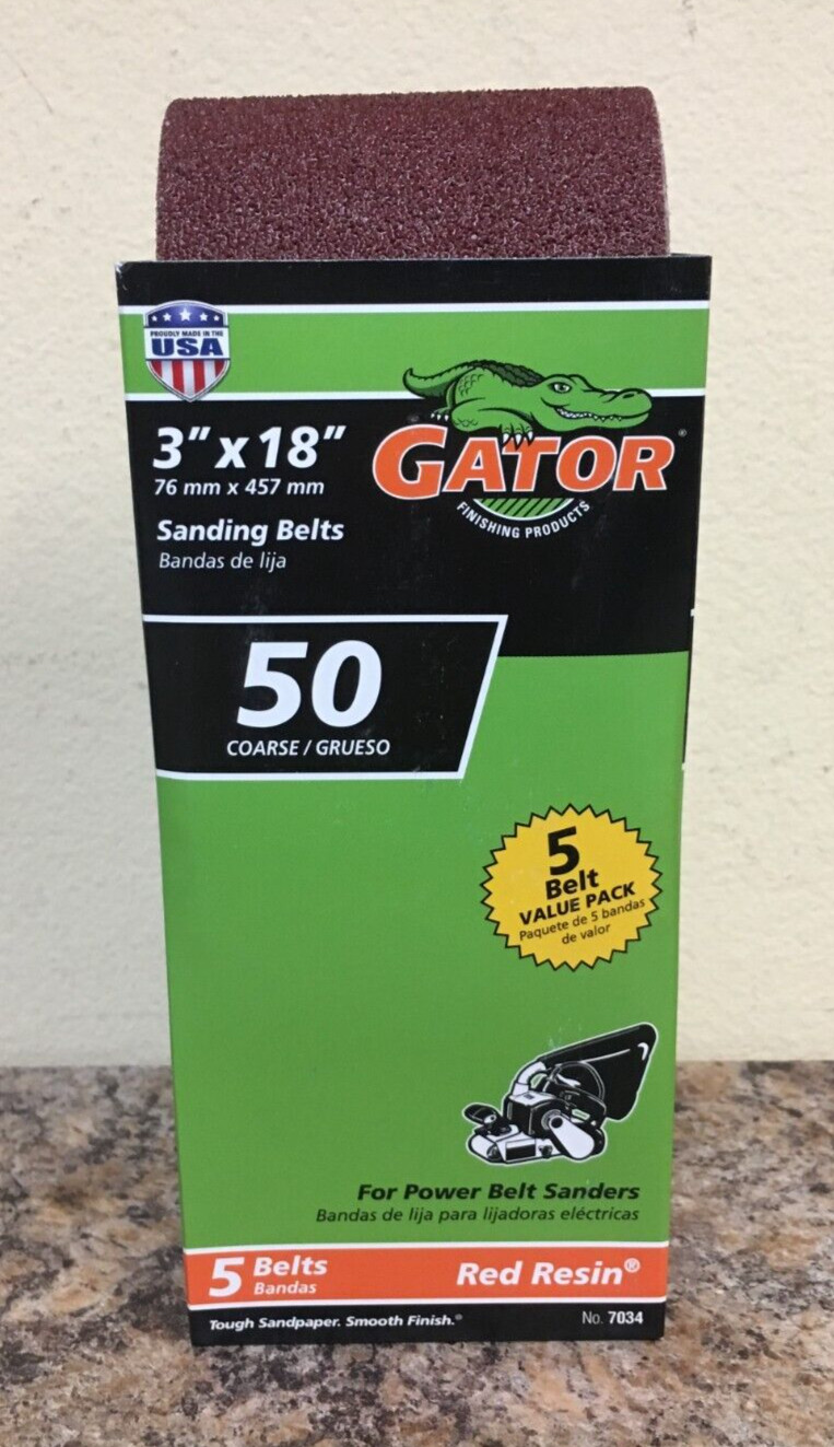 Gator 7034 3 in. X 18 in. Sanding Belt 50 Grit Coarse 5 Pk