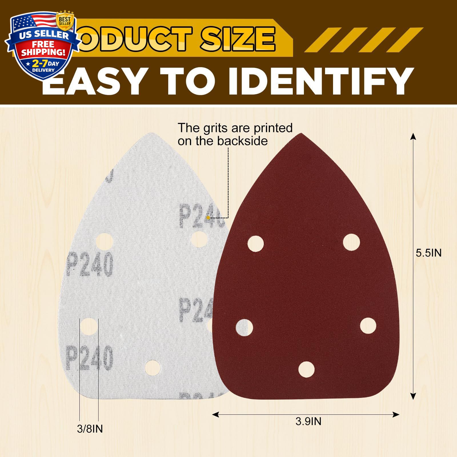 55pcs Mouse Detail Sander Sandpaper Premium Triangle Sanding Pads 9 Grits 40-800