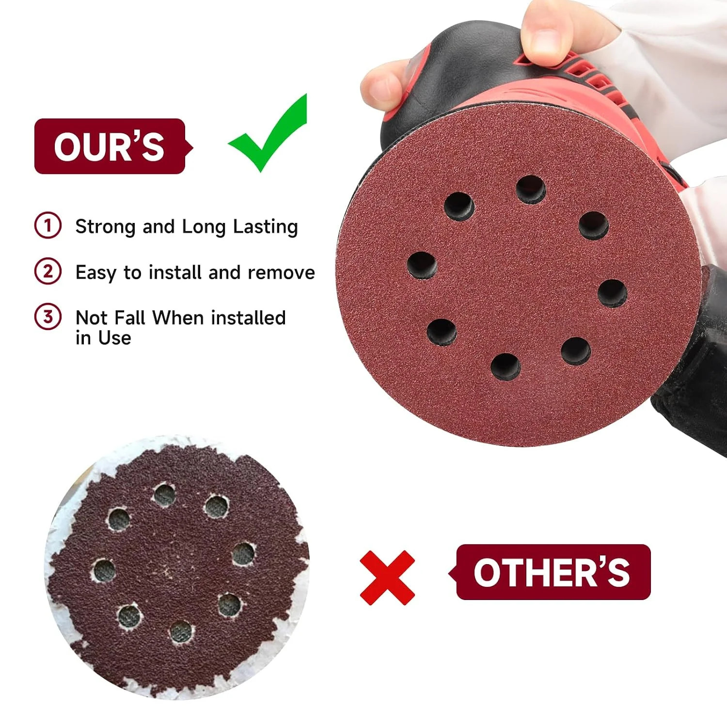 100 PCS 5 Inch Sanding Discs 120 Grit, Round Hook and Loop Sandpaper for Random