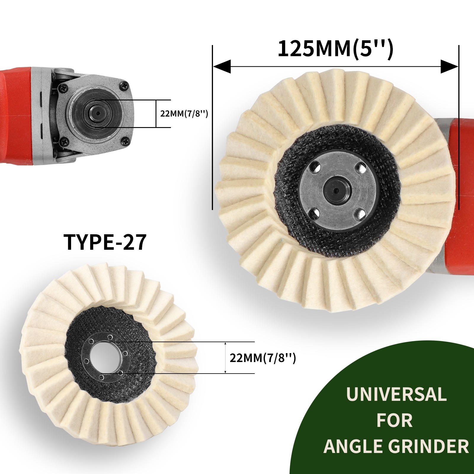 5″ Wool Polishing Wheel Buffing Pad Angle Grinder Wheel Angle Grinder 5Pcs 125mm