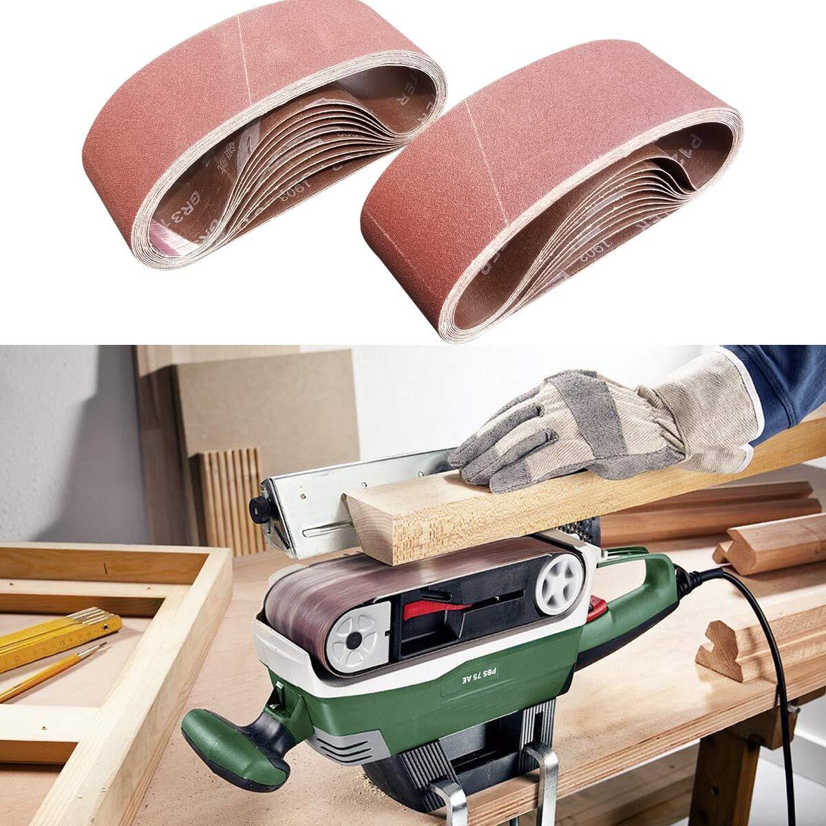 20 PCS 3 inch x 24 inch Abrasive Sanding Belts – 5 Each of 40 80 120 240 Grit…