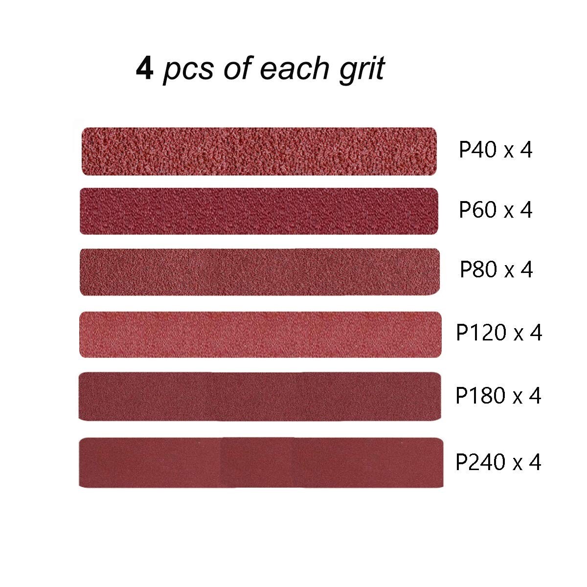 3/8 x 13 Inch Aluminum Oxide Sanding Belts, 40/60/80/120/180/240 Assorted Grits