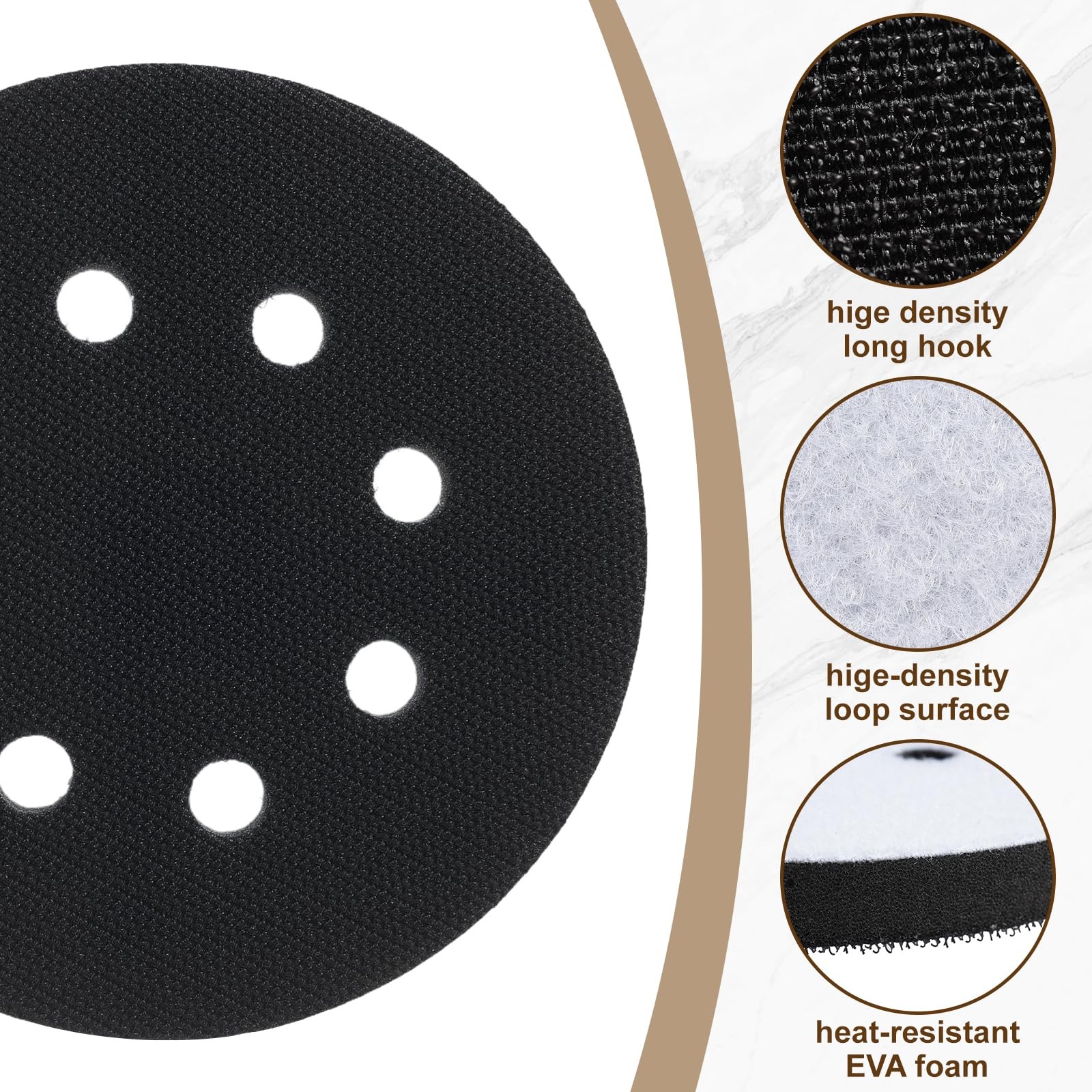 4 Pack 5 Inch 8 Holes Professional Orbital Sander Foam Pads Hook and Loop Sponge