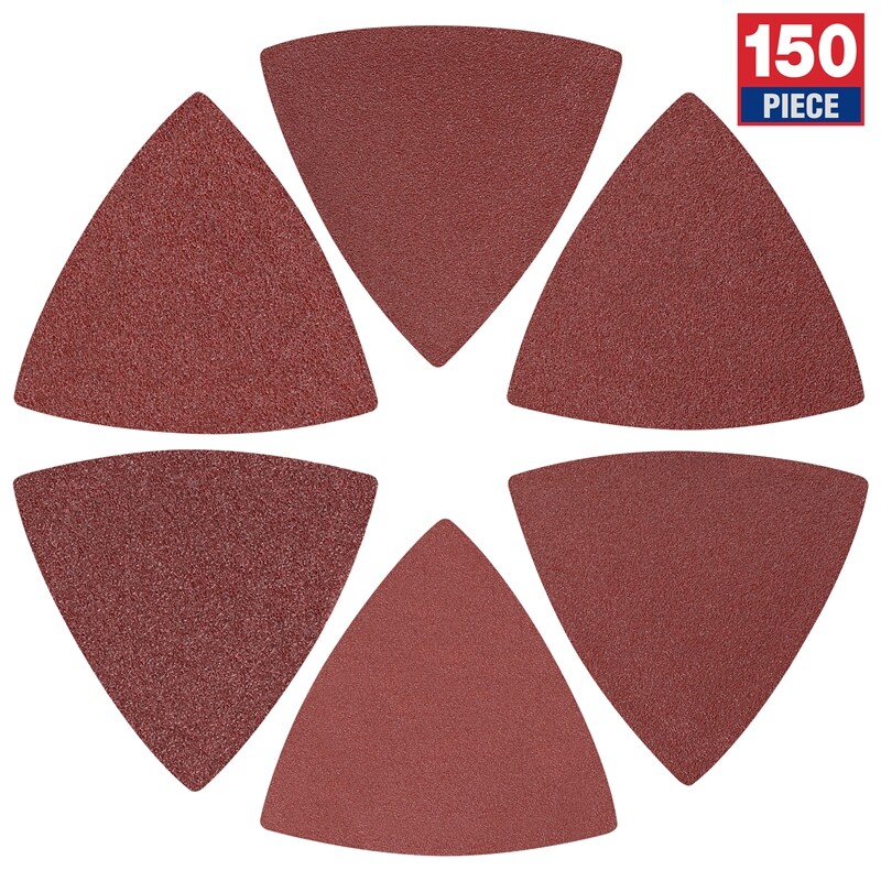 WORKPRO 150PCS Triangle Sanding Pads 3-1/8″ Hook Loop for Oscillating Multi Tool