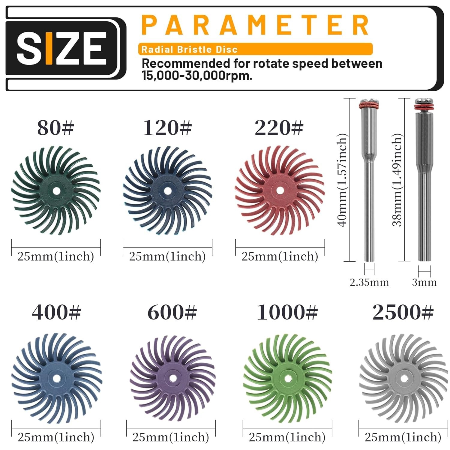 Radial Bristle Disc Kit 76pcs for Metal Wood Jewelry Polishing Abrasive Brush