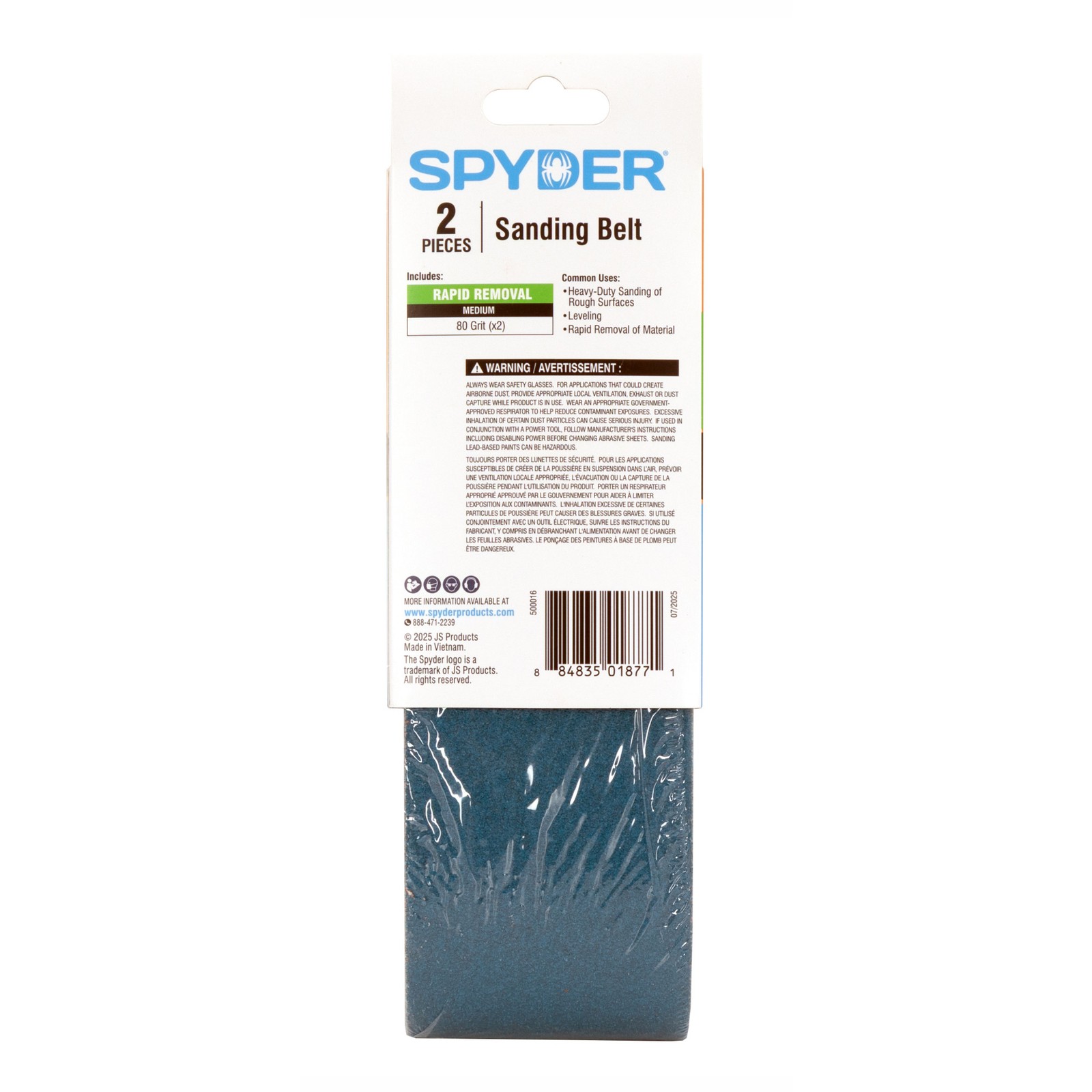 Spyder 3 in. x 21 in. 80 Grit Zirconia Tape Joint Sanding Belt (2-Pack) 500016