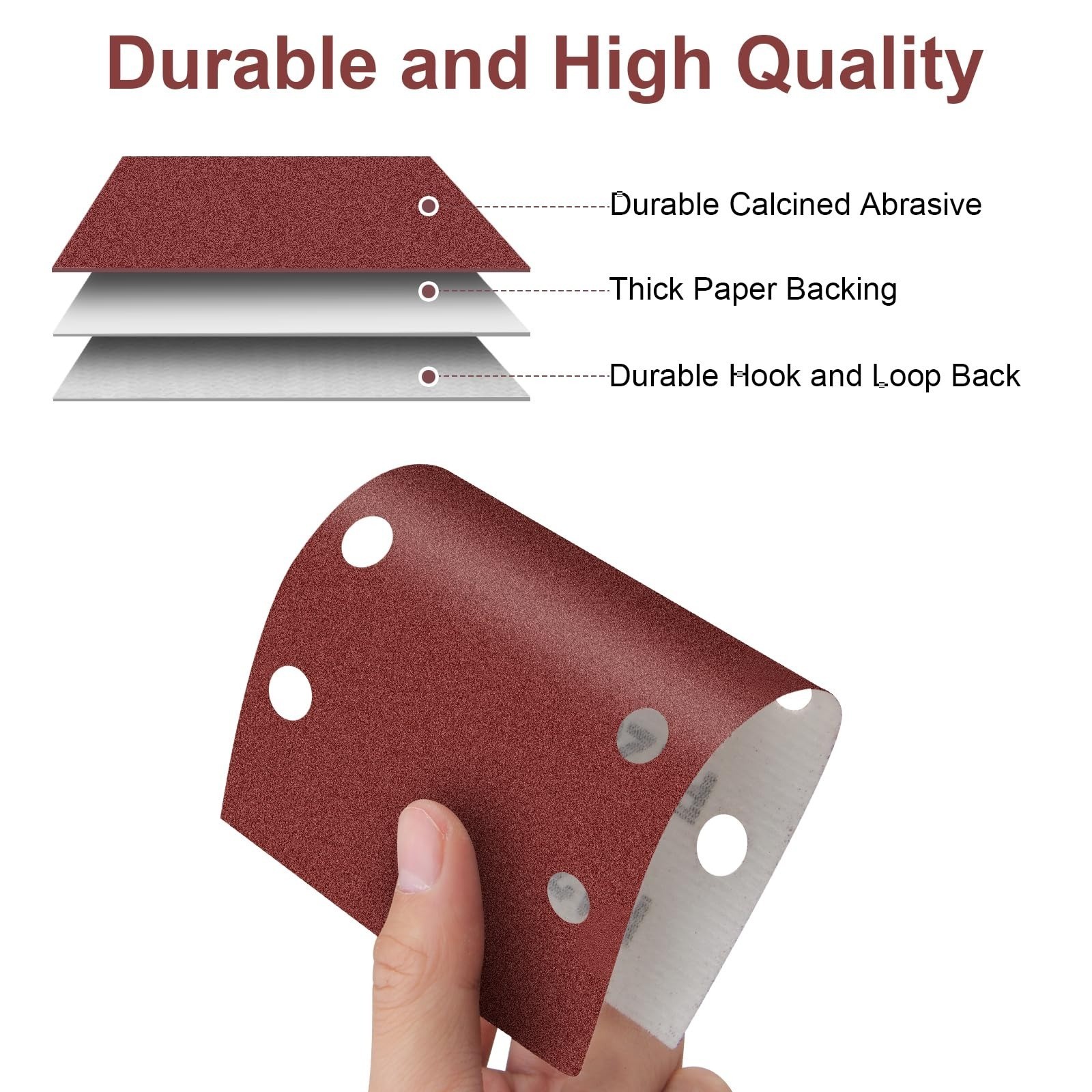 Auriikoop Sandpaper Sheets Set 40 Pcs 8 Holes Hook & Loop 60-1000 Grits