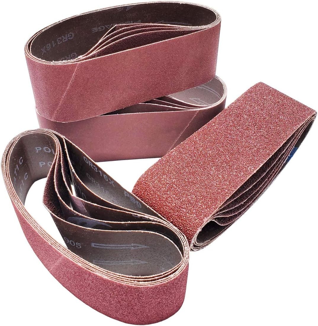 20 Pc 3″ x 21″ Sanding Belts 40 80 120 240 Grit Aluminum Oxide Set