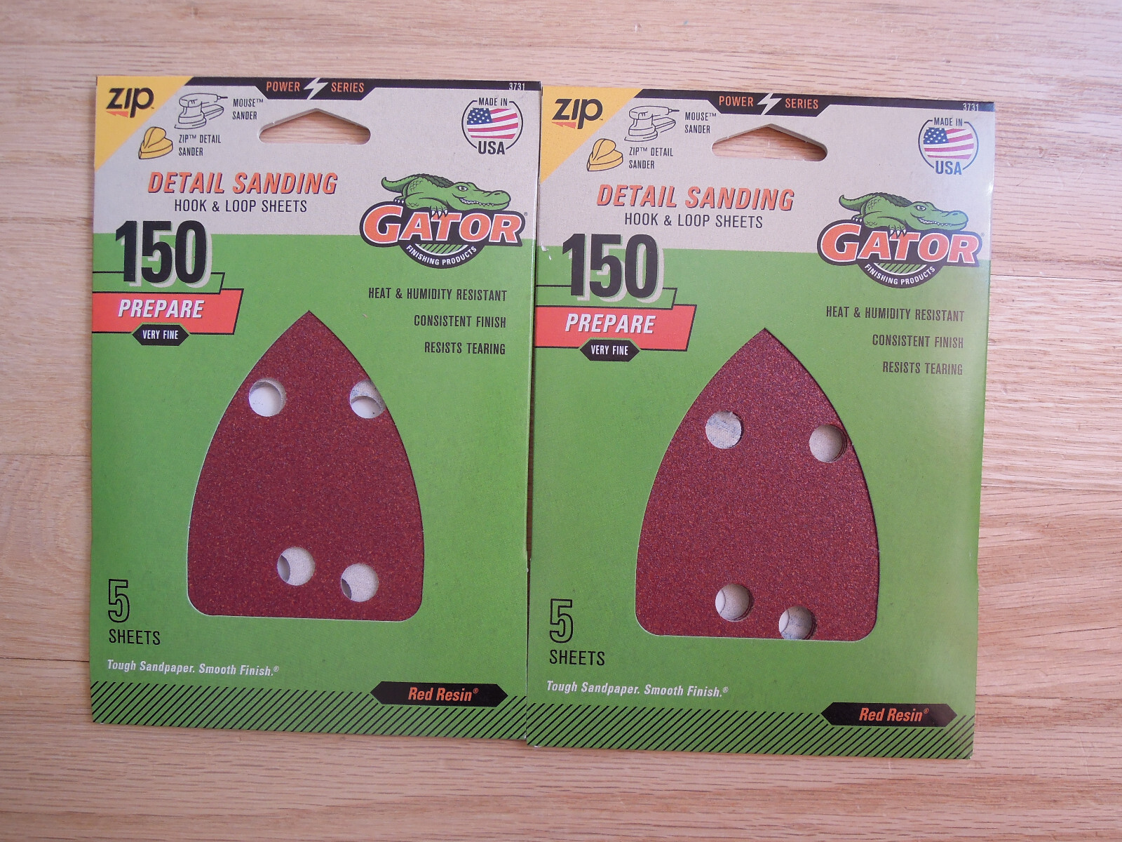 Lot of 2 GATOR Red Resin HOOK LOOP Fine Grit Detail Sanding Sheet (5-Pk) 3731
