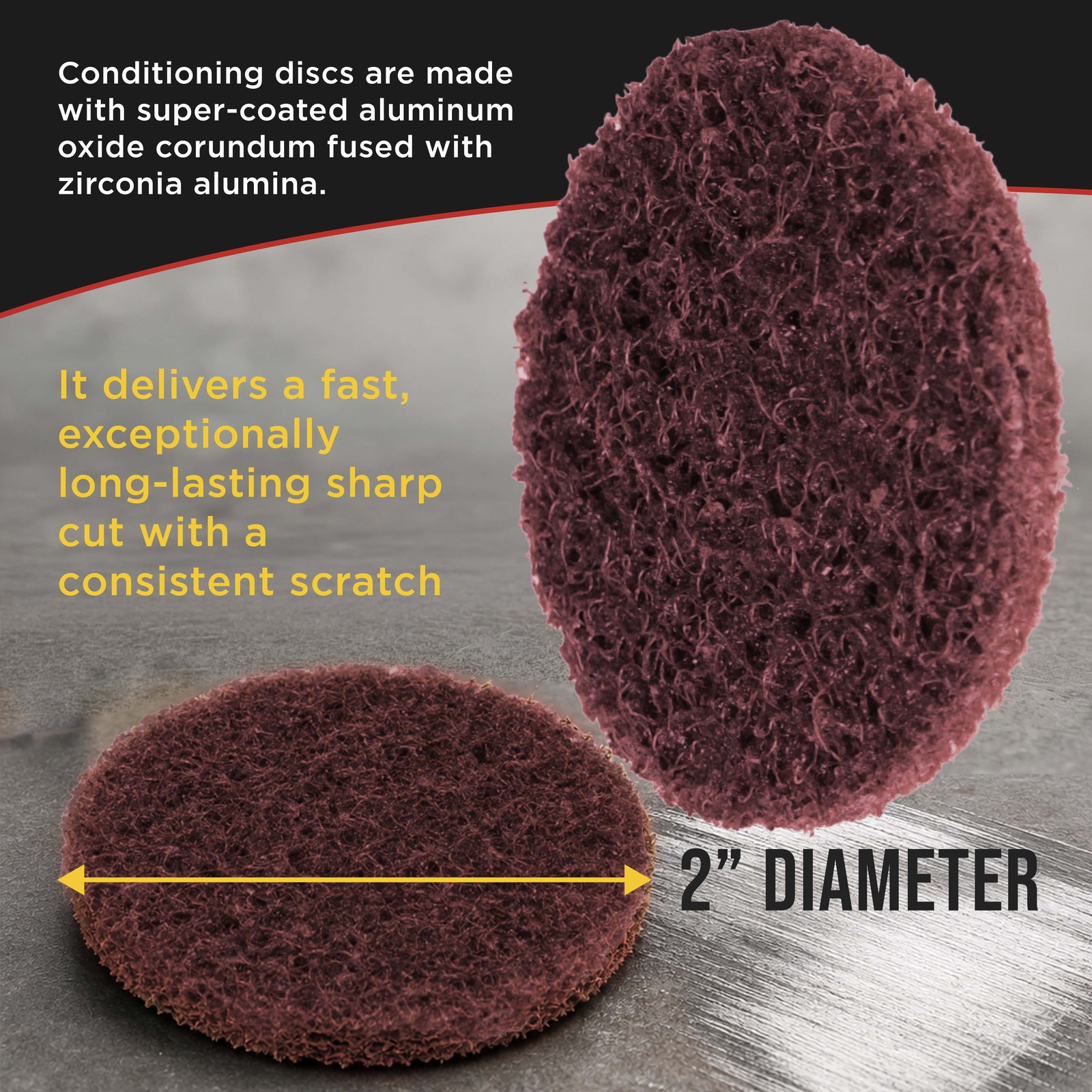 Dura-Gold 2″ Surface Conditioning Discs Maroon Medium Sanding Grit (Box of 25)