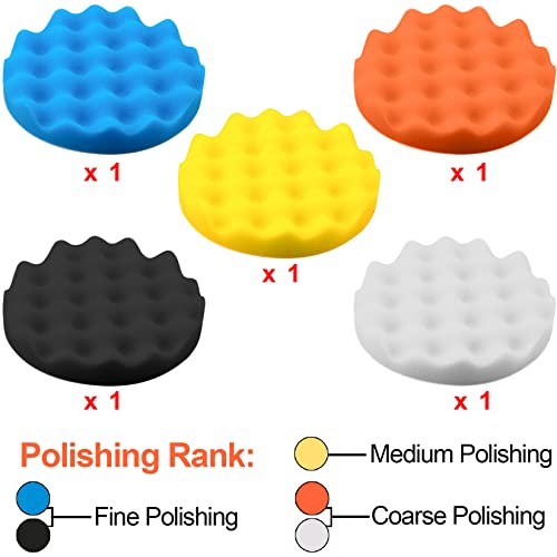 17 Pieces Buffing Pads Foam Polishing Pad Wax Buffer Polish Pads 6 Inch