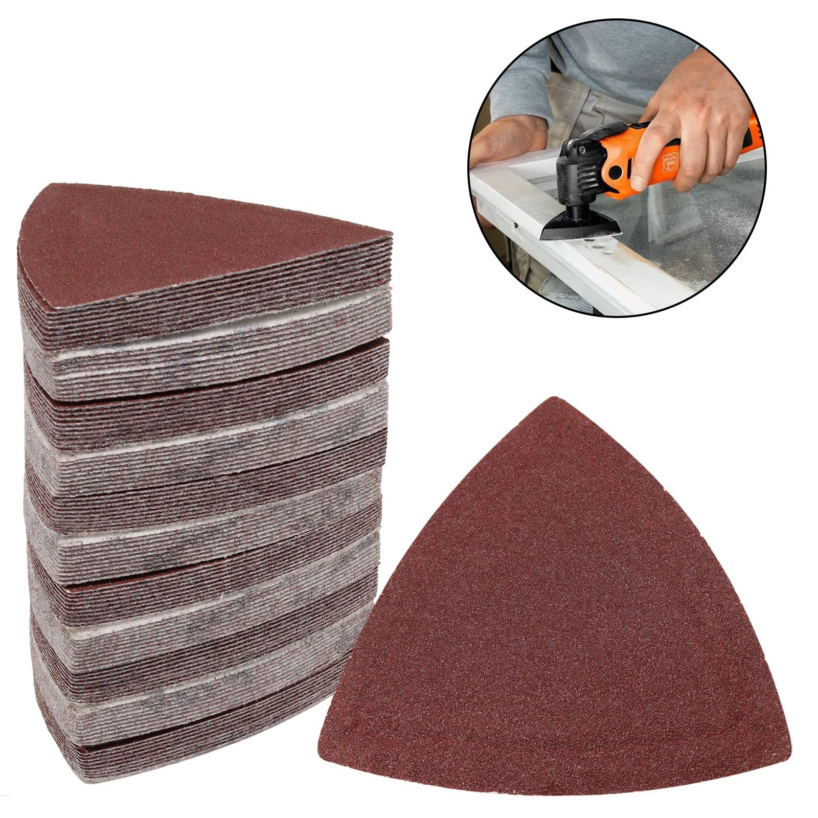 120 Pcs Triangle Sanding Pads, 150 Grits Detail Sander Sandpaper Hook and Loo…