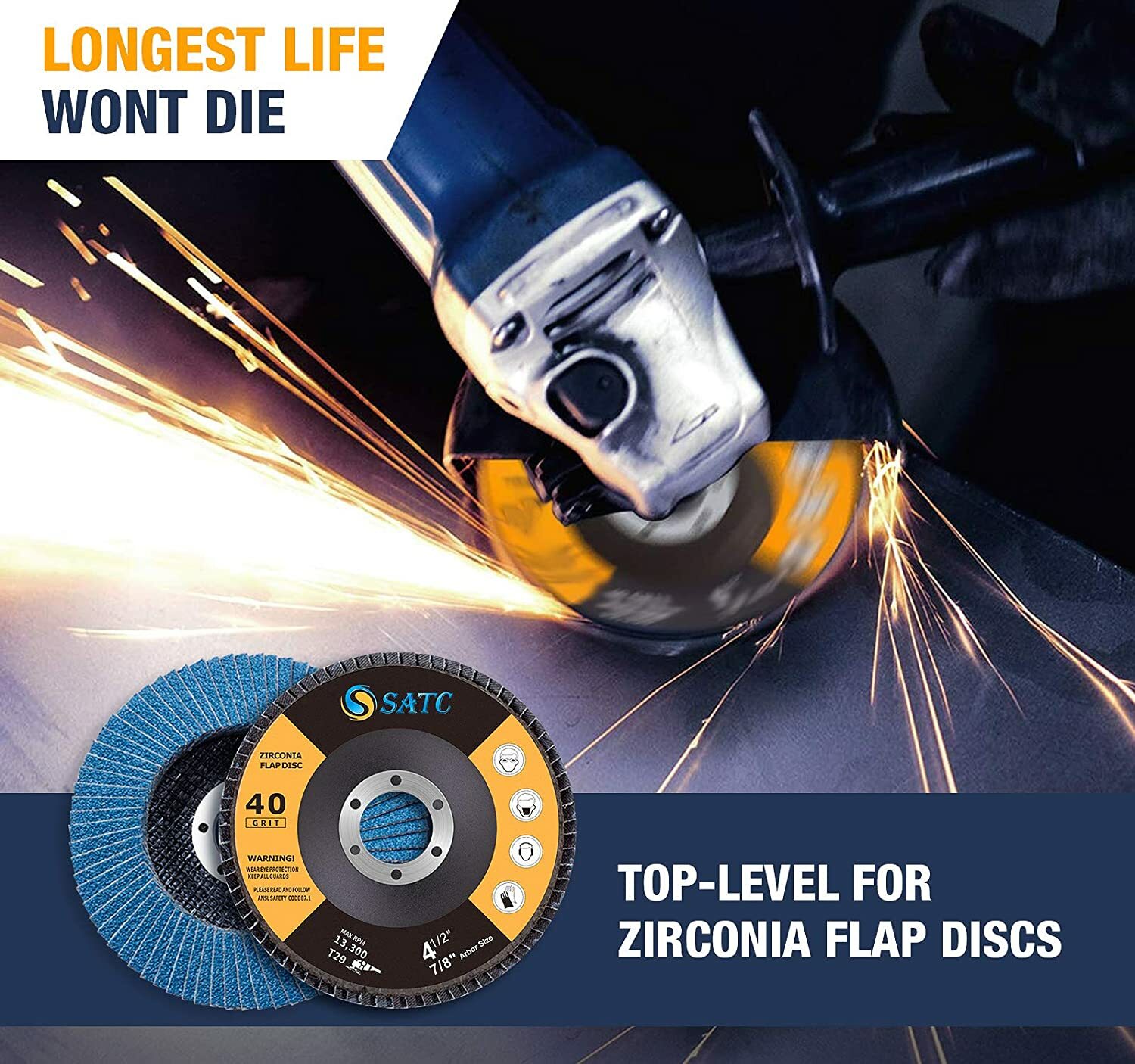 20PC 4.5″ 4-1/2×7/8″ Zirconia Flap Disc 40 60 80 120 Grit Sanding Grinder Wheels