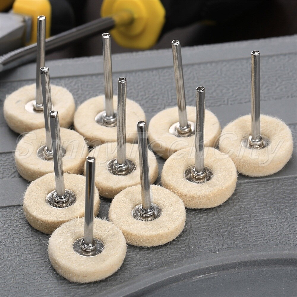 50x 25mm Pads Wool Wheel Brushes Pads Polishing Cotton Rust Buffing Rotary Tool