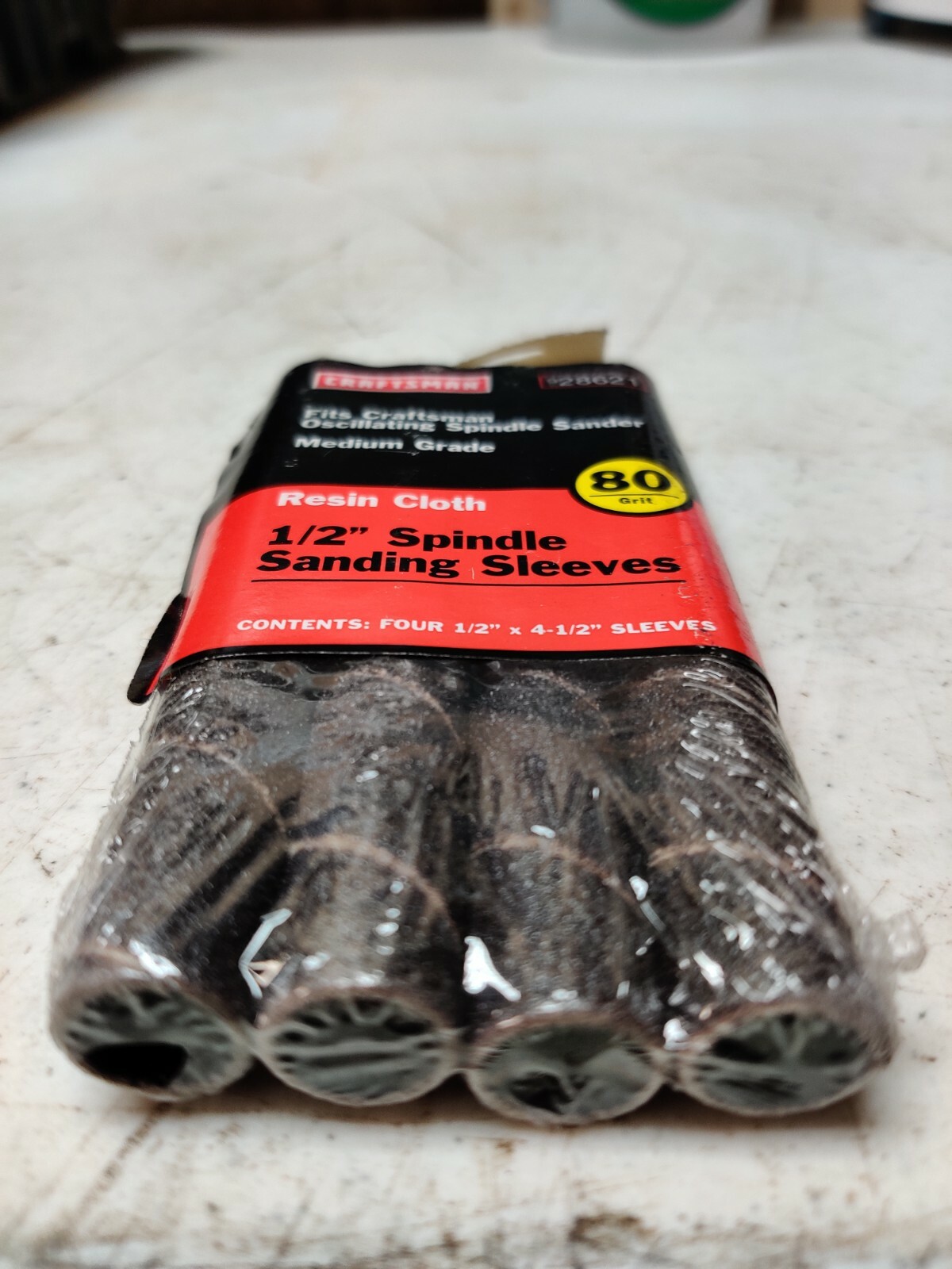 NOS Sears Craftsman resin Cloth Sanding Sleeves med 80 Grit 1/2″ / 4 1/2″ 4 pack