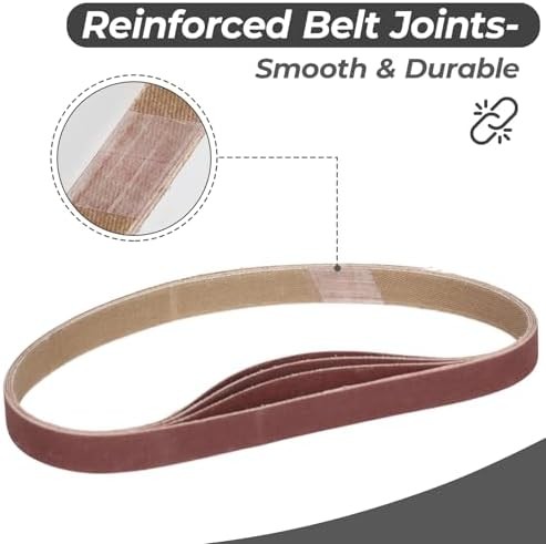 1/2 x 18 Inch Sanding Belts, 20 Pcs, 4 Each of 60/80/120/180/240 Grits, Premium
