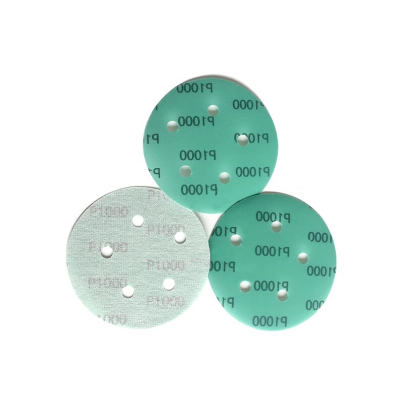 125mm Wet & Dry Sanding Discs 5 Inch Sandpaper Film Pads Green 5 Hole 1000 Grit