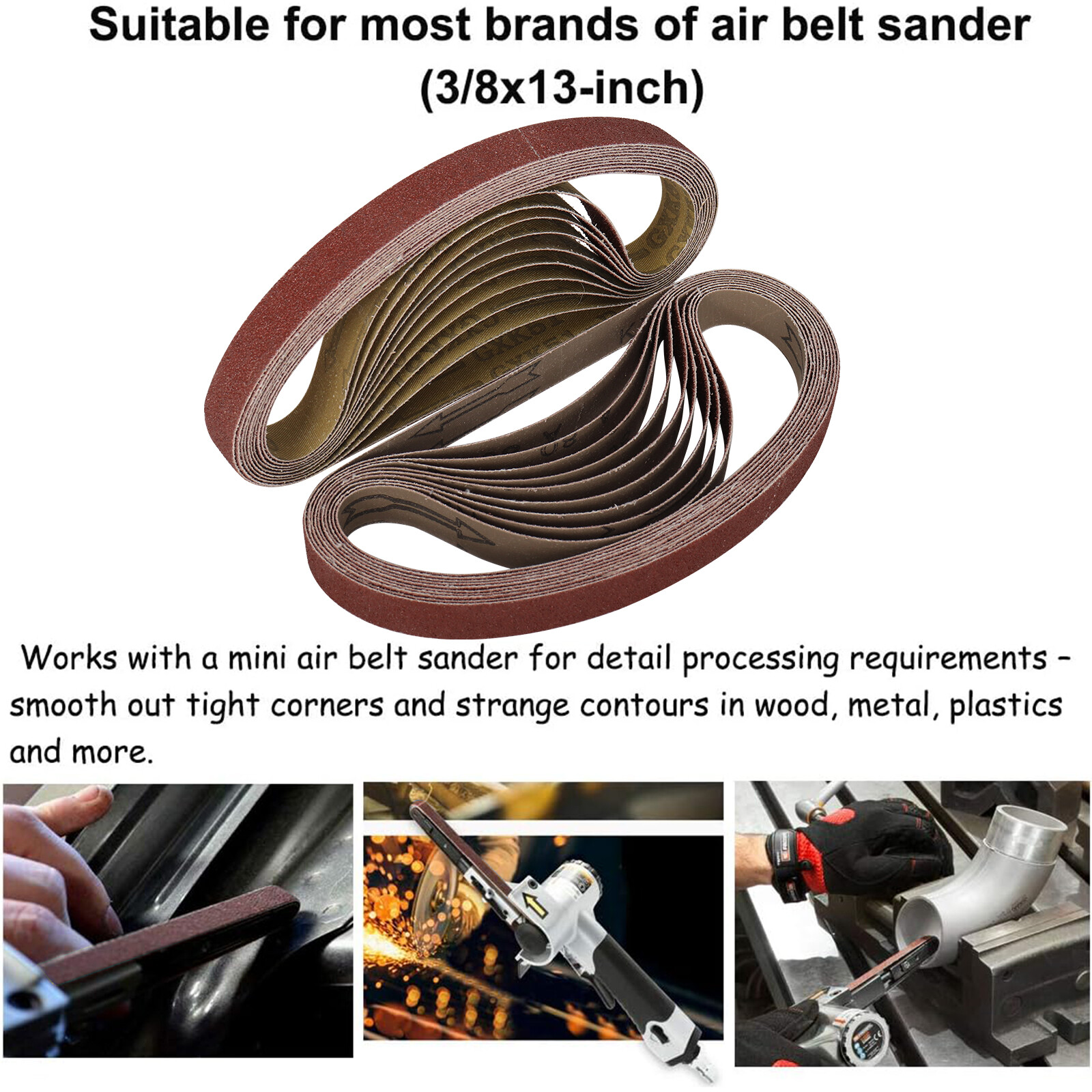 20mm x 520mm Sanding Belts For Belt Sander Sandpaper Abrasive 60 80 120 Grit