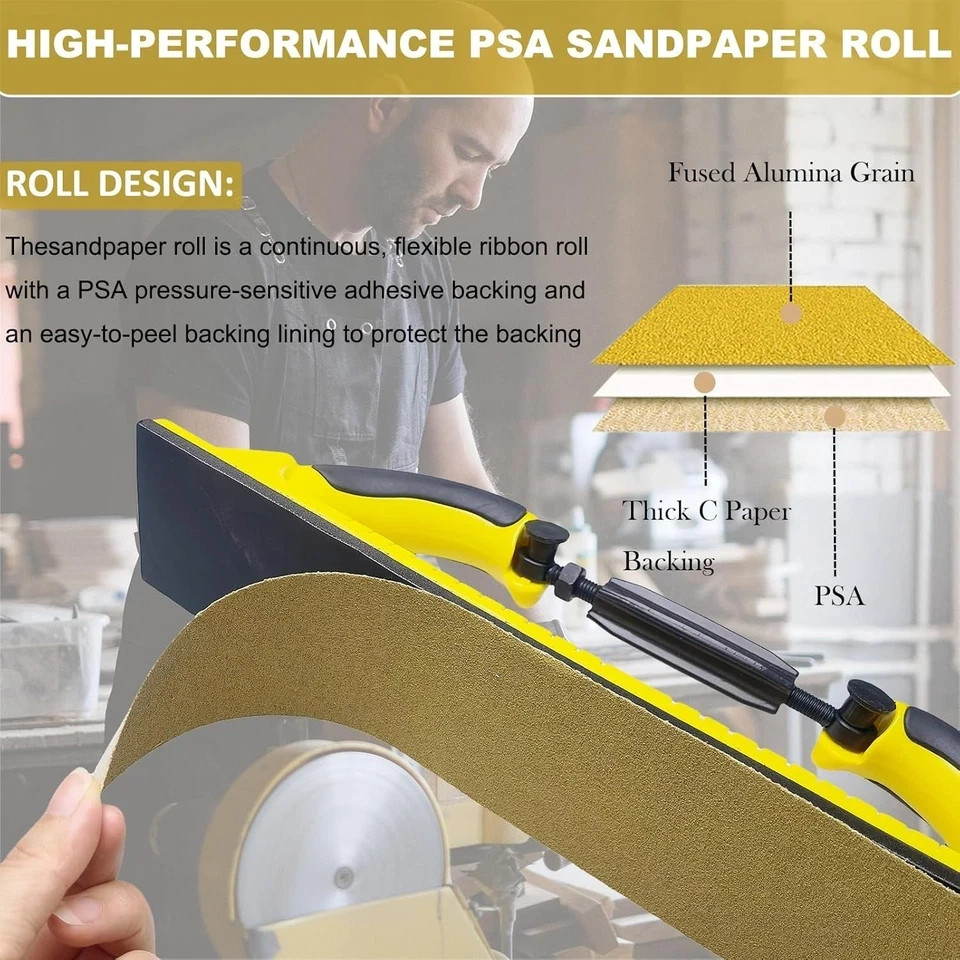 20 Yd 2-3/4 PSA Sandpaper Roll Set 80 120 220 320 Grit Auto Body Woodworking