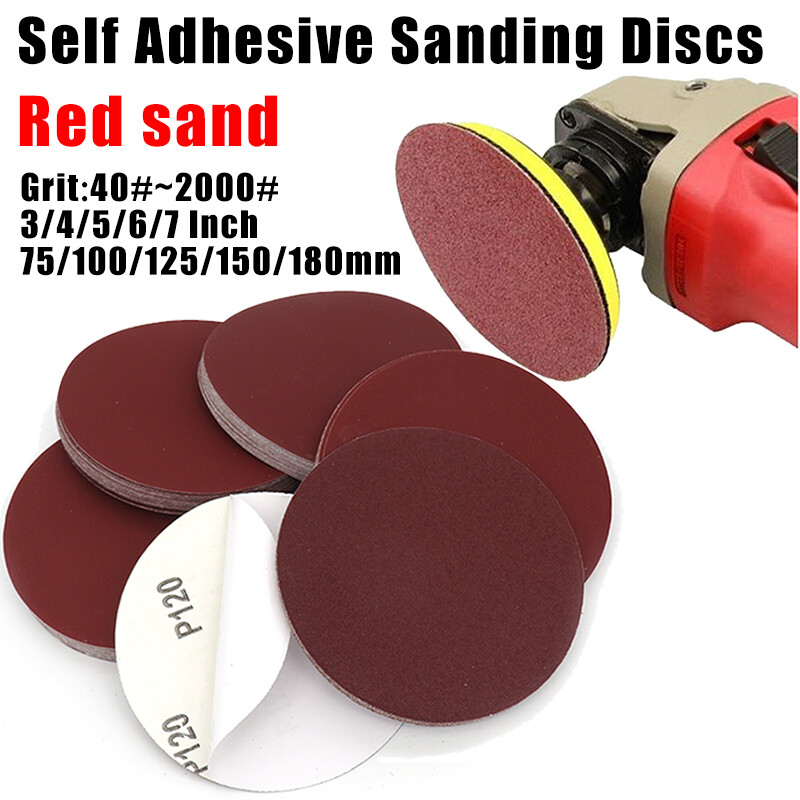 75mm~180mm Flocked Disc Red Sandpaper Disc Woodworking Furniture Metal Burnish