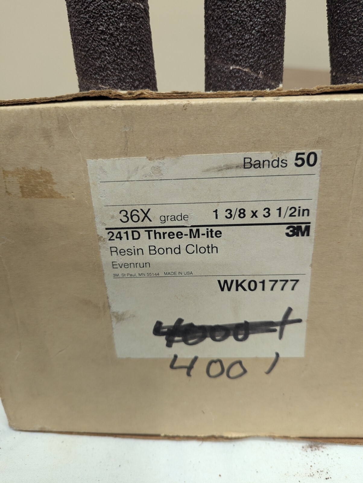 50 New 3M 241D THREE-M-ITE – 1 3/8″ x 3 1/2″ 36X Grit RB Cloth Bands