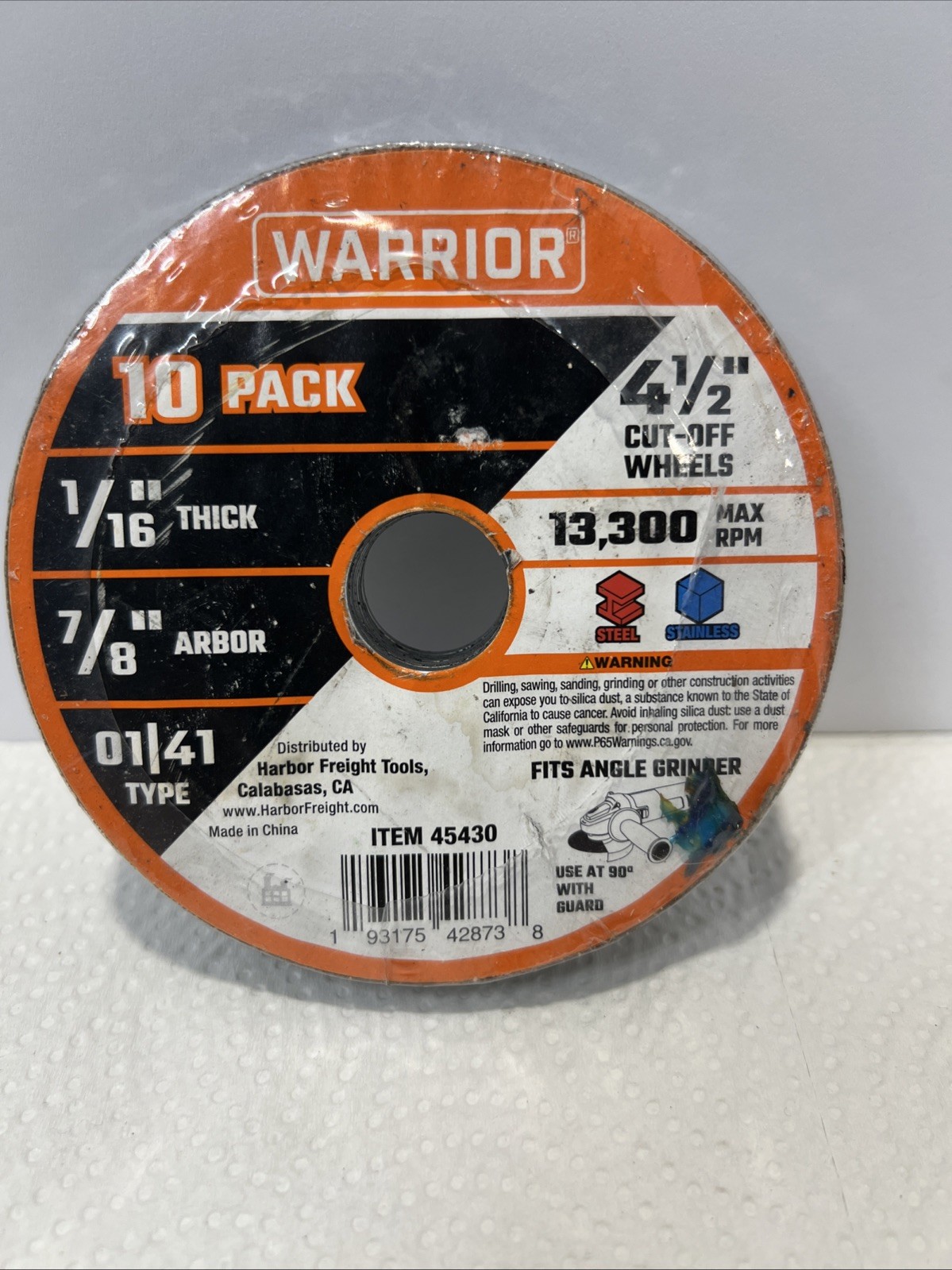STEEL & STAINLESS TYPE 1/16″ CUT-OFF WHEELS 4-1/2″, 7/8″ ARBOR PACK OF 10 B4