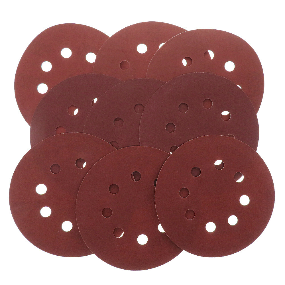 5″ 125mm 8 Hole Red Sandpaper Sanding Discs Furniture Wood Polishing 80-320 Grit