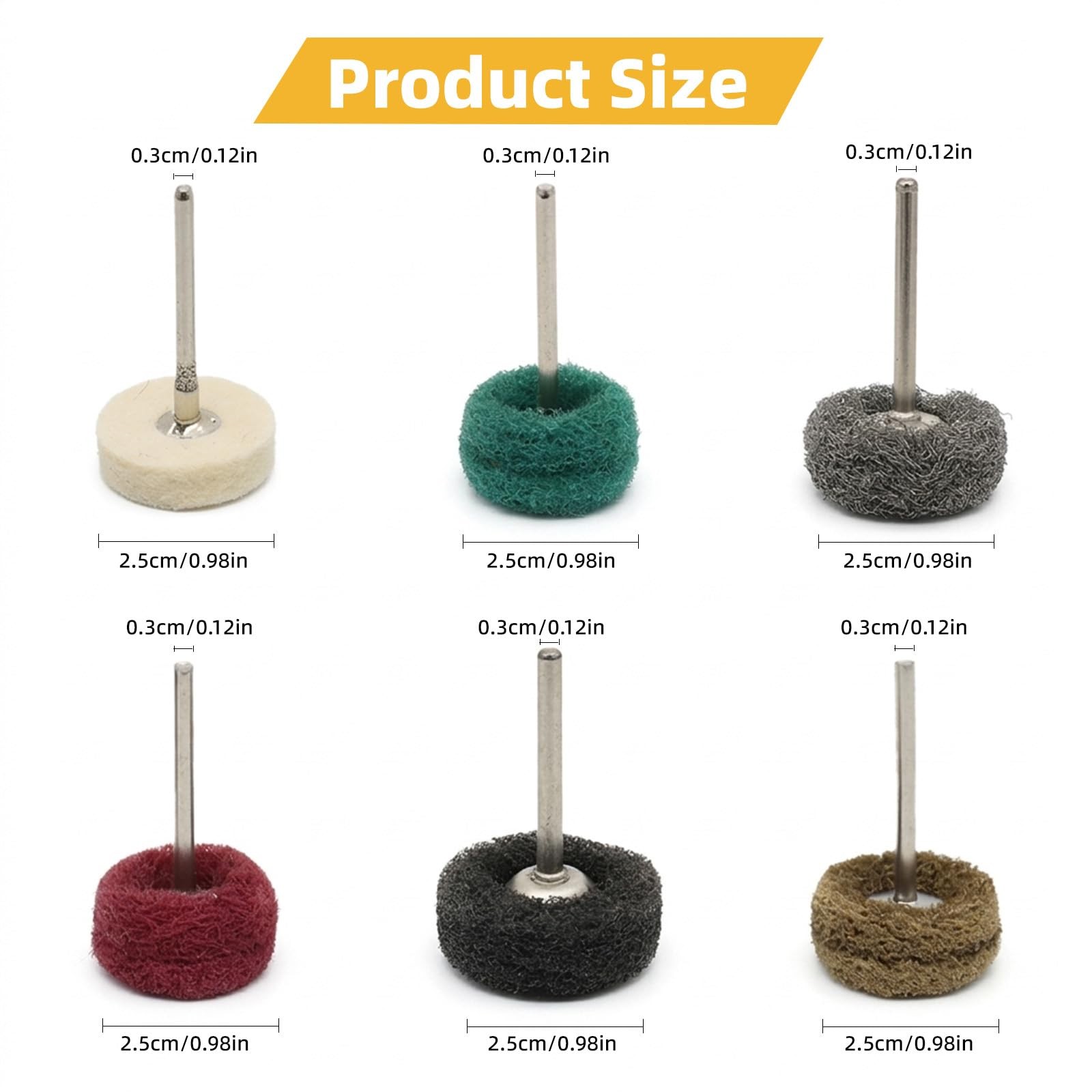 BURMONG 120 Pcs Multi-Color Buffing Wheel Set for Dremel, 1/8 Inch Shank Poli…