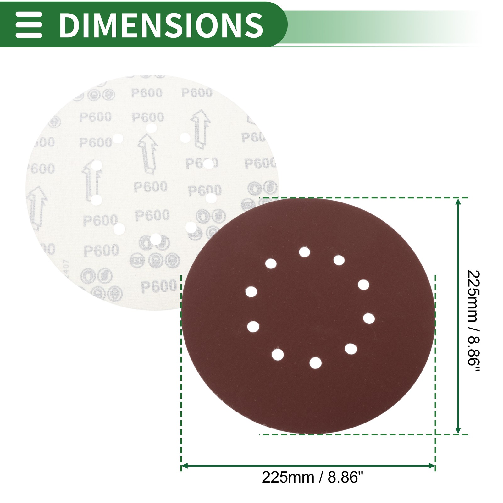 Sandpaper 225x225mm 600 Grit 10 Pcs Red Hook & Loop Sanding Sheets
